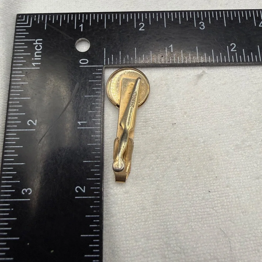 Vintage Horse‎ Pioneer Tie Clip Blue Gold Tone Equestrian